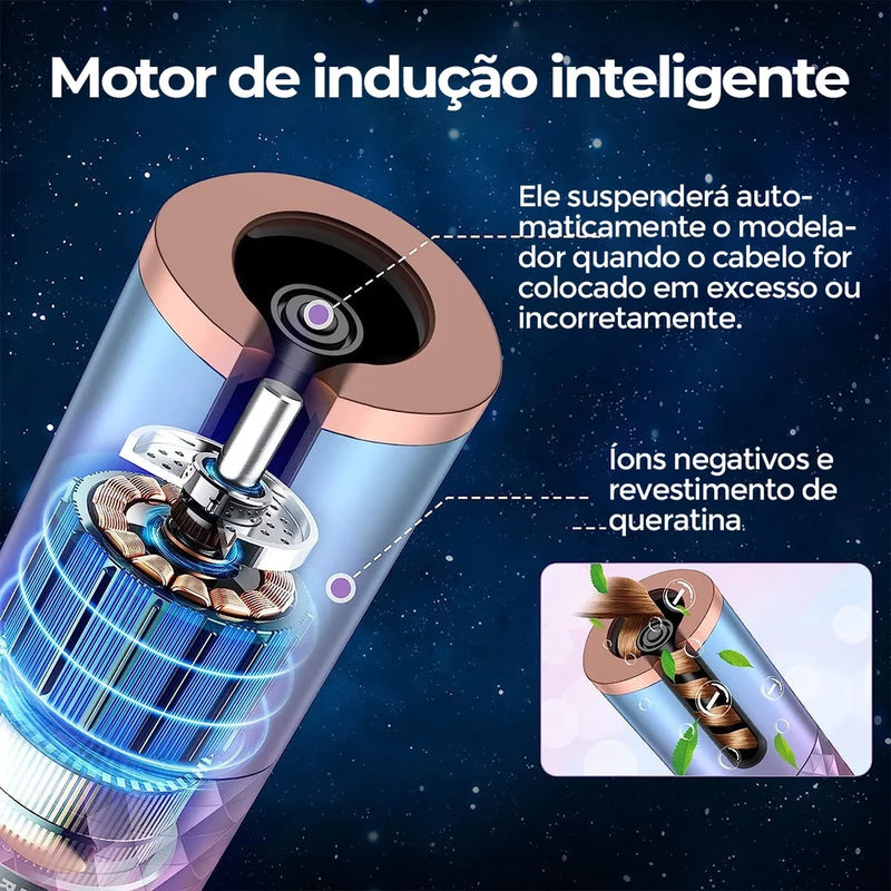 "Modelador de Cachos Automático Sem Fio com Bateria