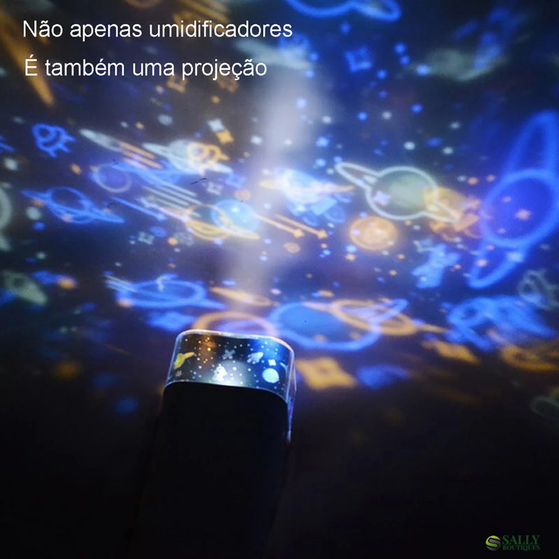 Umidificador De Ar E Aromatizador Purificador Com Luz De Projeção Colorida